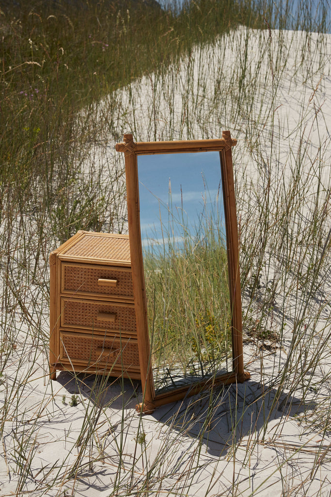 mirror and side table on a beach in cape town