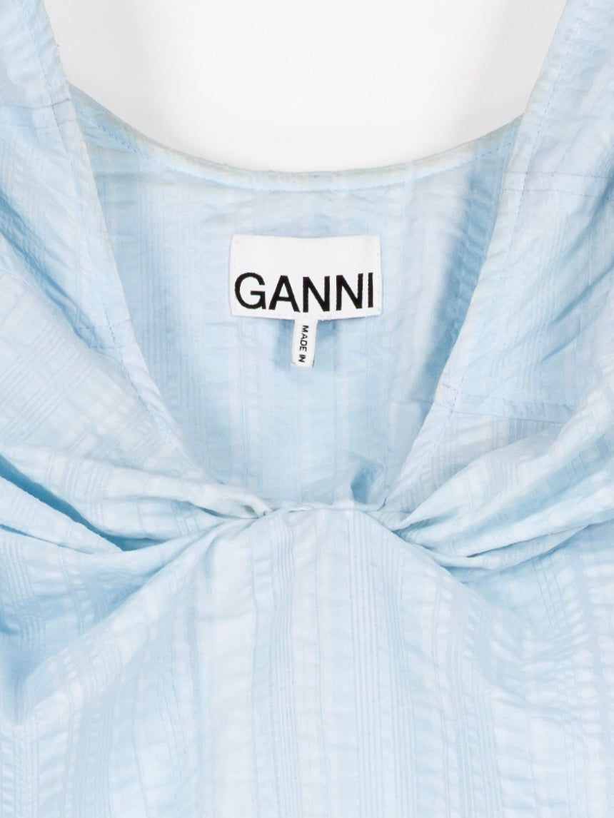 Ganni Baby Blue Textured Midi Dress