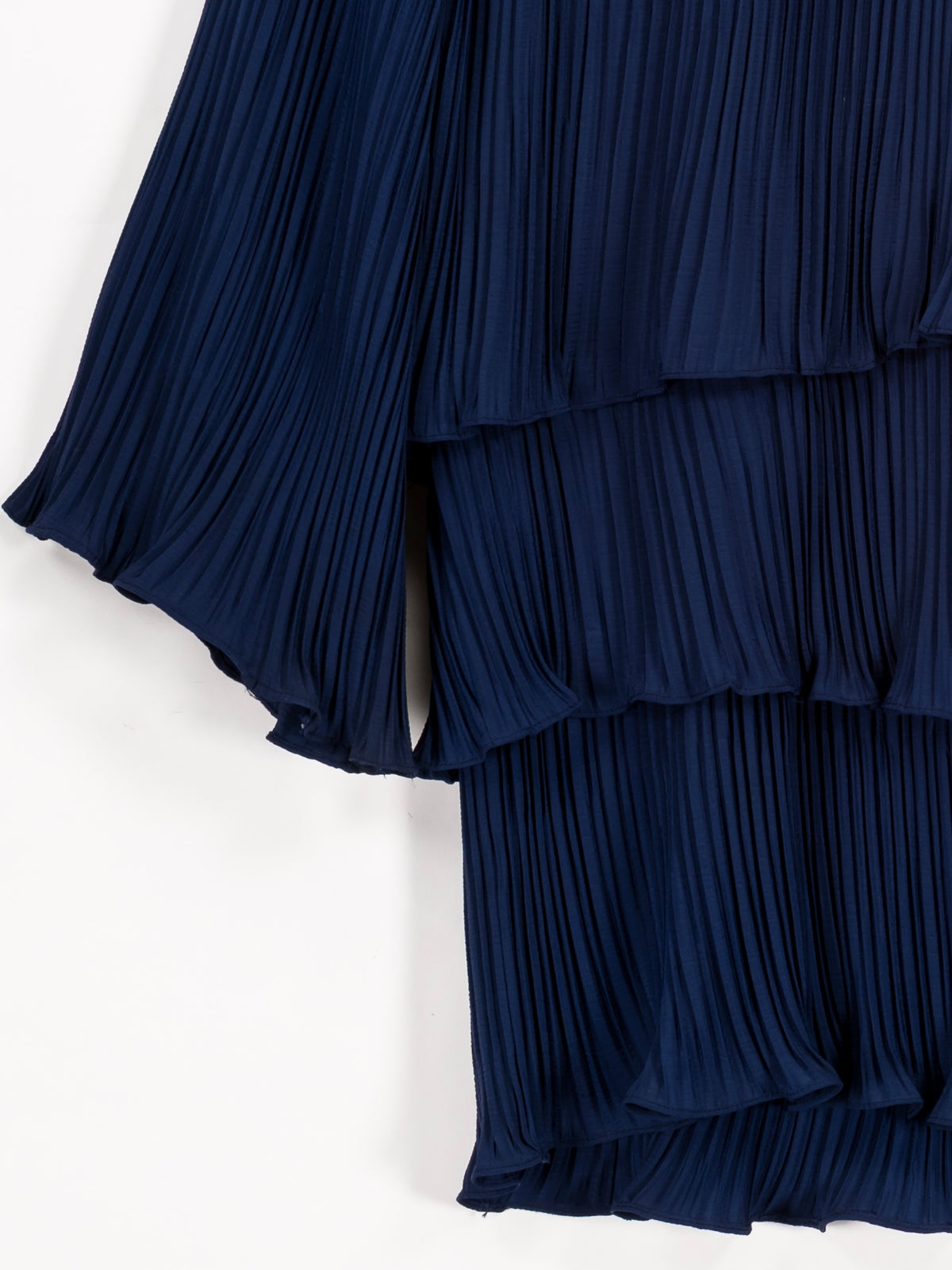 Vintage Navy Pleated Tiered Dress