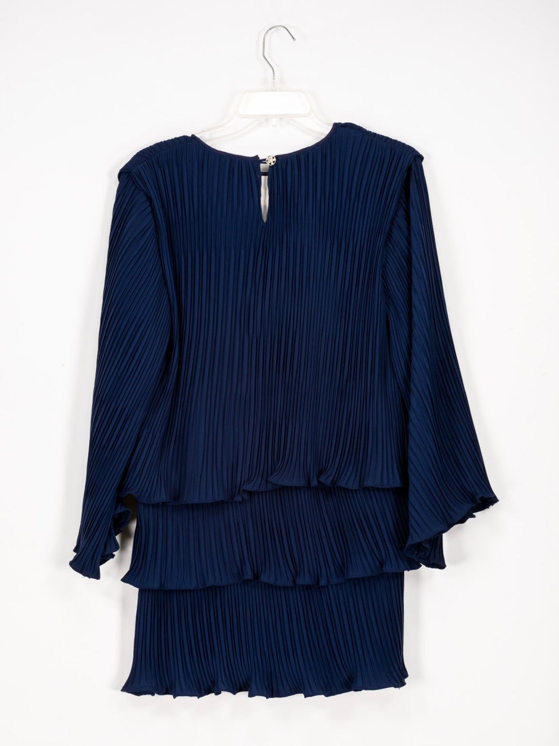 Vintage Navy Pleated Tiered Dress