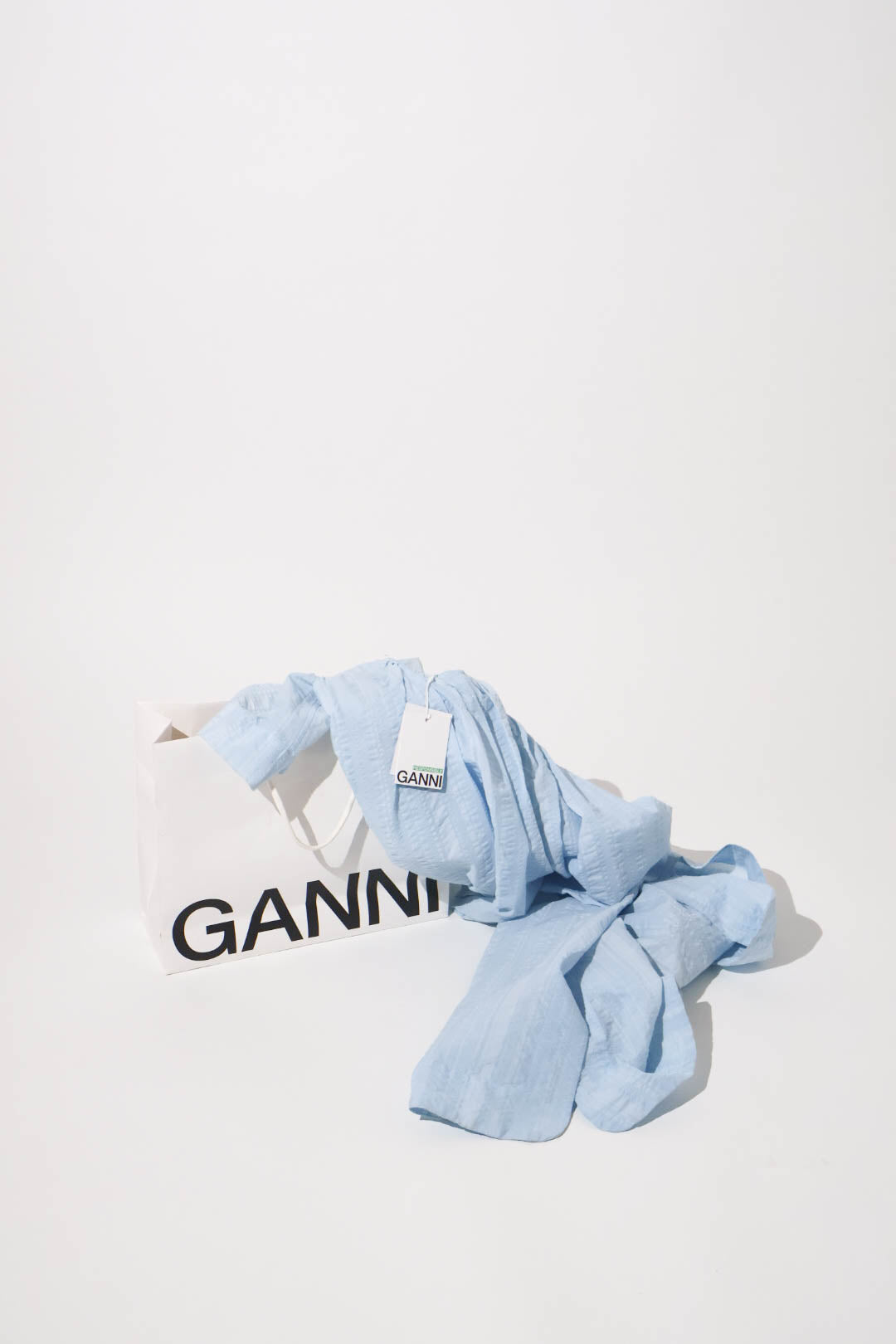 Ganni Baby Blue Textured Midi Dress