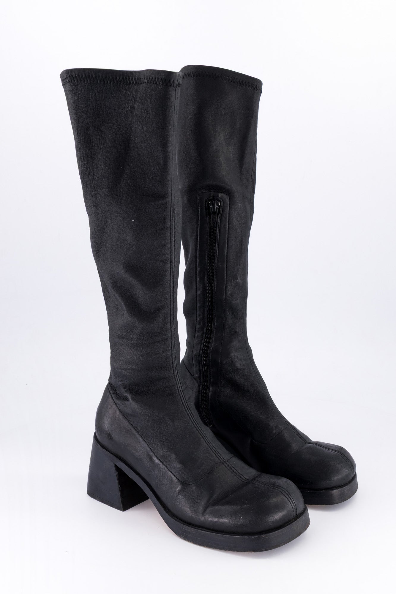 Miista Black Leather Knee-High Boots