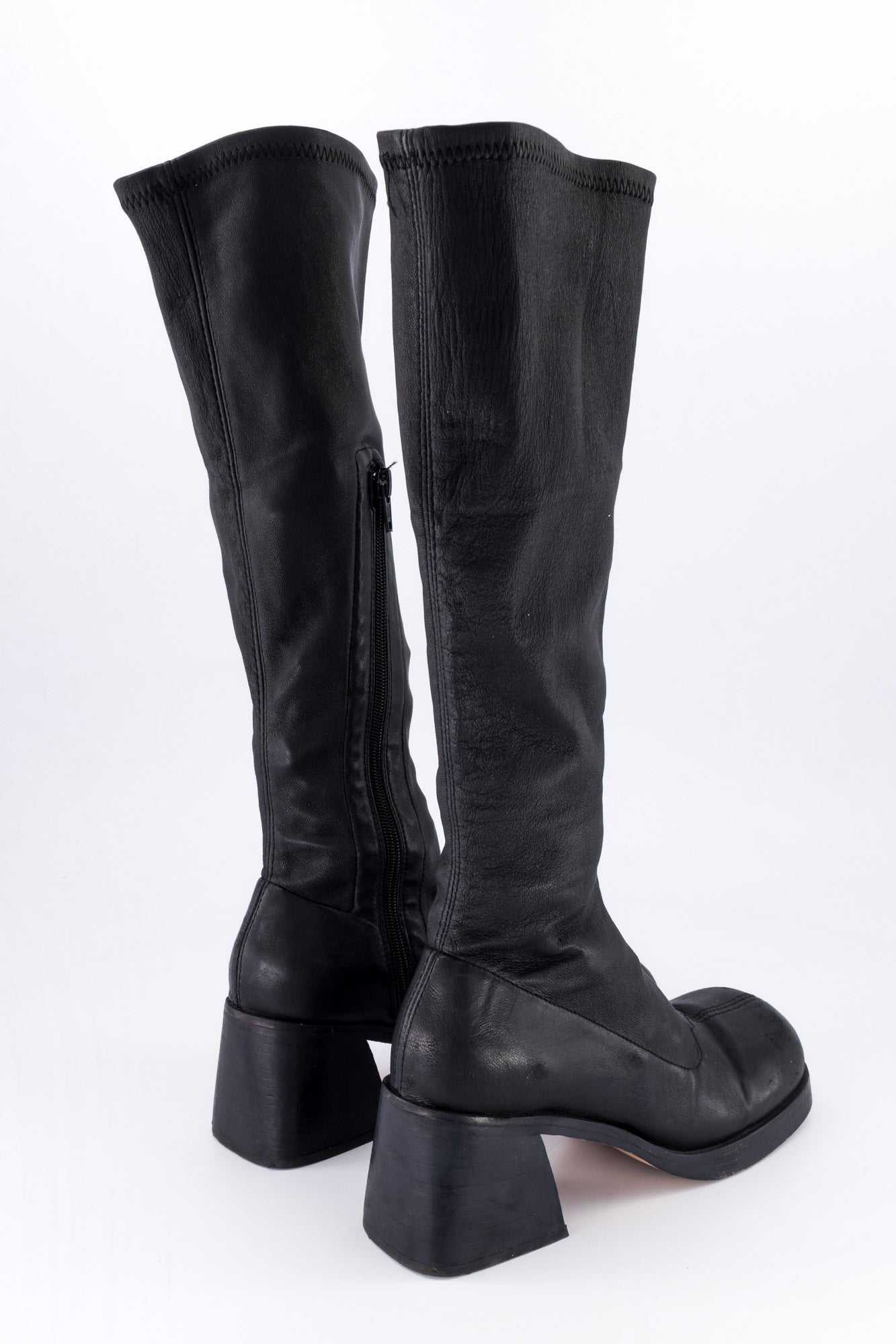 Miista Black Leather Knee-High Boots