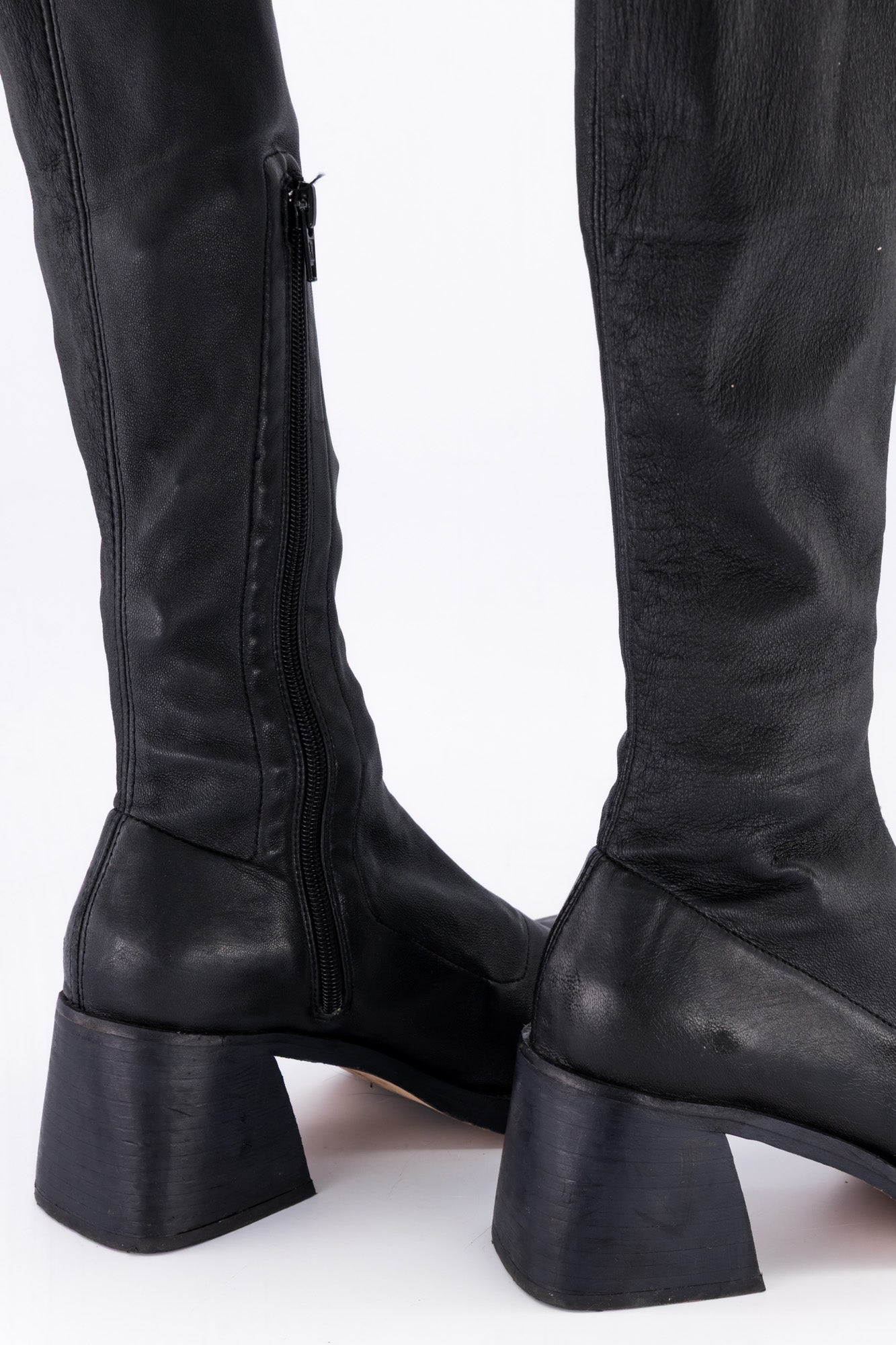 Miista Black Leather Knee-High Boots
