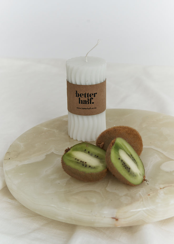 White Wavvy Cylinder Candle